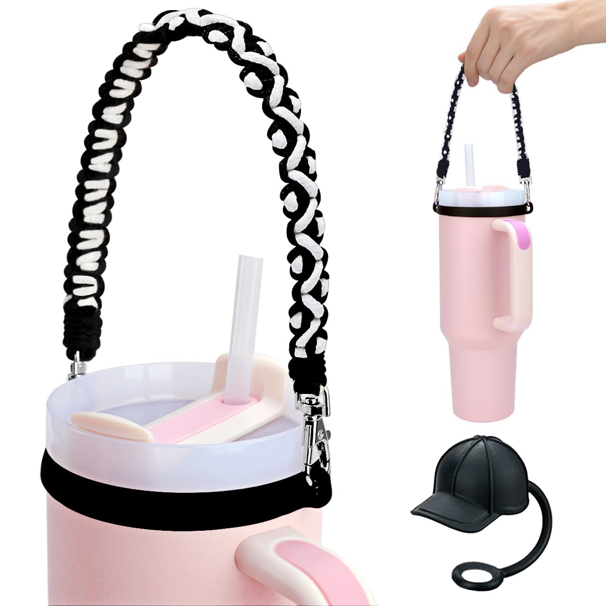 Boho Macrame Water Bottle Handle Compatible Most Water Bottles (8 to 40oz)