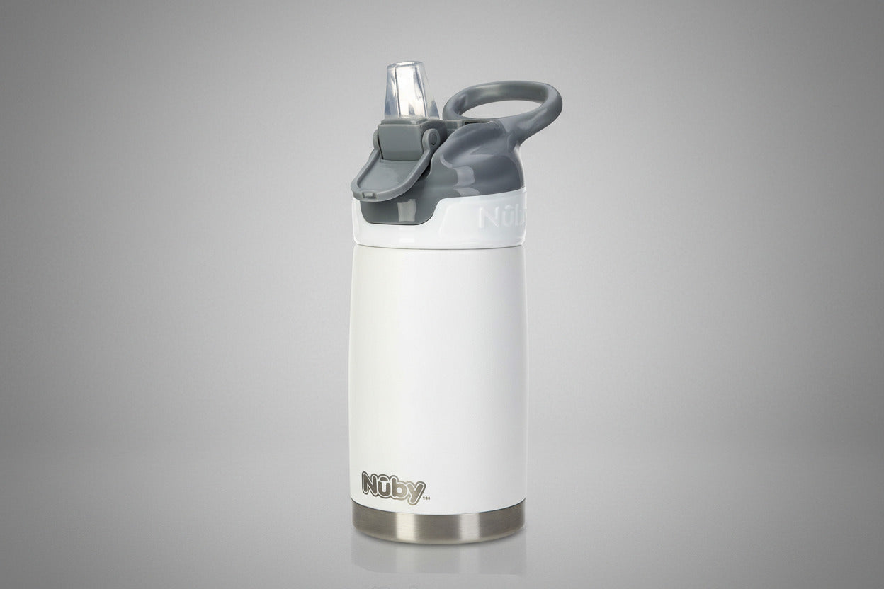 Nuby Thirsty Kids No Spill Flip-It Reflex Stainless Steel Travel Cup or Water Bottle