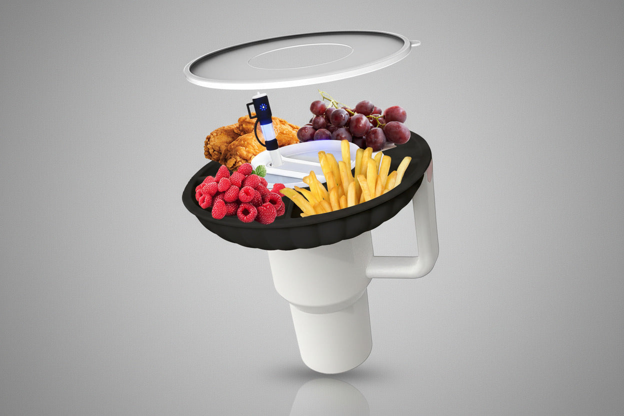 ELIZAHOME Stanley Snack Tray with Lid and Straw Covers Cap